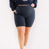 On The Right Track High Waist Active Shorts in Navy Curves Image - 1