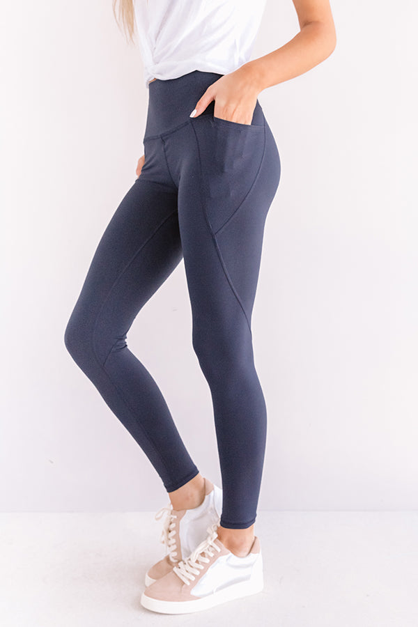 Power Hour High Waist Active Leggings In Navy Image - 2