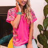 Hey, Senorita Embroidered Top In Hot Pink Image - 1