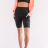 On The Right Track High Waist Active Shorts in Black Image - 1