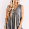 Vino By The Sea Babydoll Top in Charcoal Image - 1