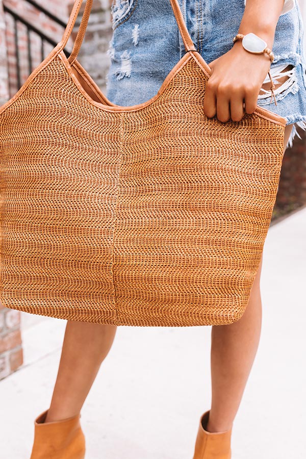 Solo Trip Faux Leather Tote In Brown Image - 4