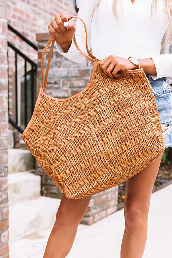 Solo Trip Faux Leather Tote In Brown Image - 5