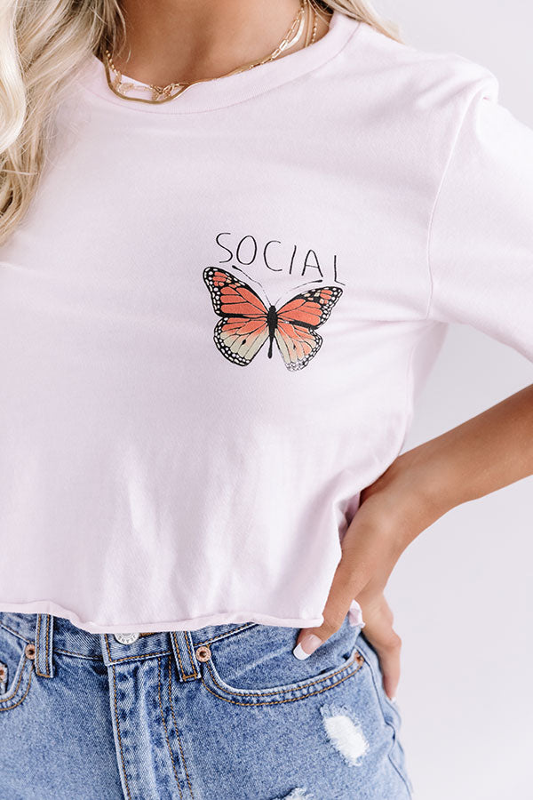 Social Butterfly Crop Top in Pink Image - 3