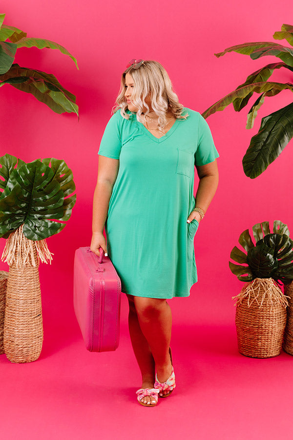 Summertime Vibes T-Shirt Dress In Kelly Green Curves Image - 1