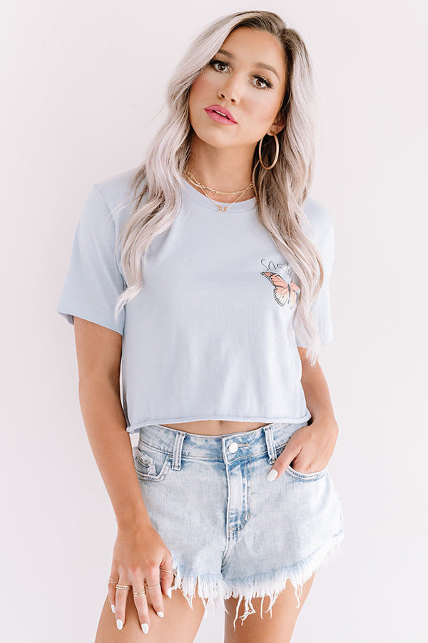 Social Butterfly Crop Top in Airy Blue Image - 3
