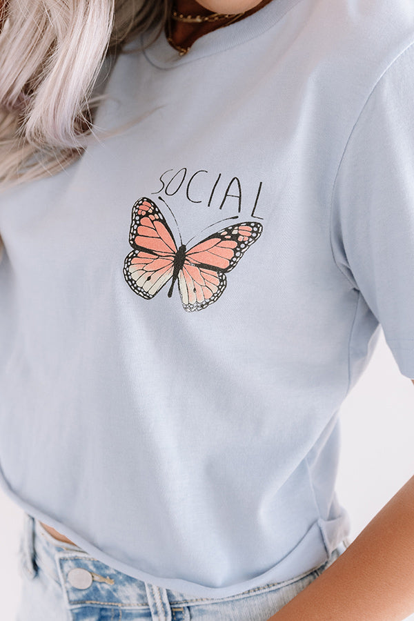 Social Butterfly Crop Top in Airy Blue Image - 5