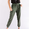 The Grove High Waist Joggers in Dark Olive Image - 1