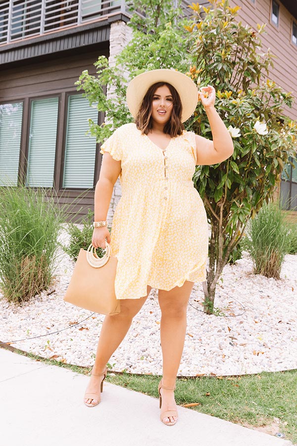 Joy For Days Floral Babydoll Dress in Marigold Curves Image - 2