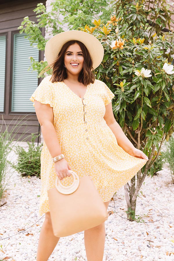 Joy For Days Floral Babydoll Dress in Marigold Curves Image - 3