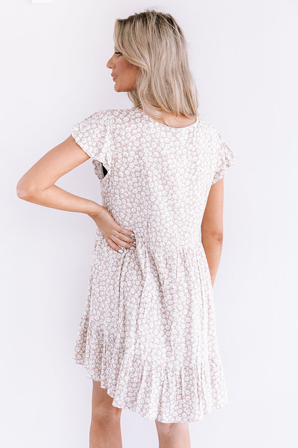 Joy For Days Floral Babydoll Dress in Taupe Image - 4