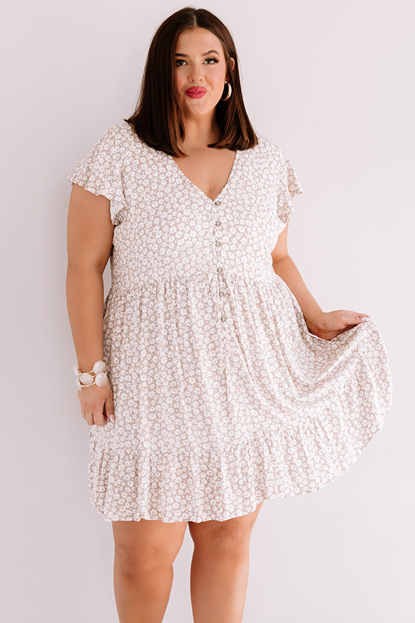 Joy For Days Floral Babydoll Dress in Taupe Curves Image - 3