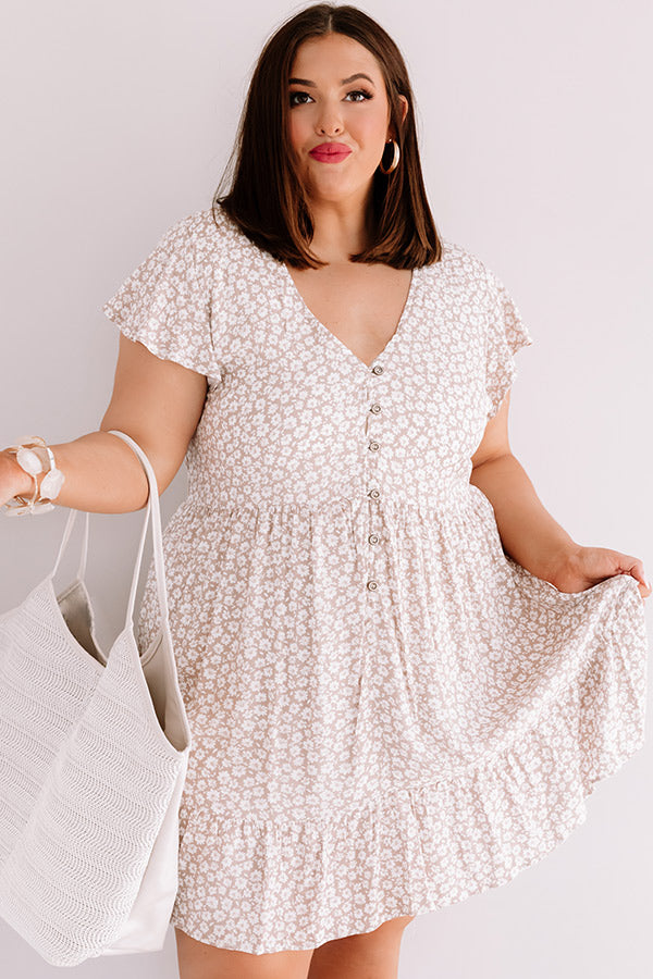 Joy For Days Floral Babydoll Dress in Taupe Curves Image - 2