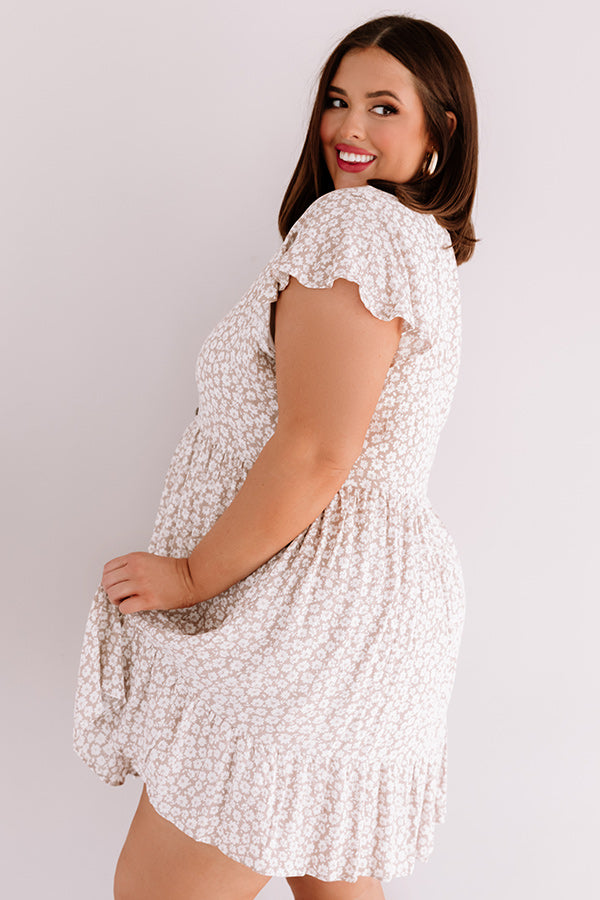 Joy For Days Floral Babydoll Dress in Taupe Curves Image - 5