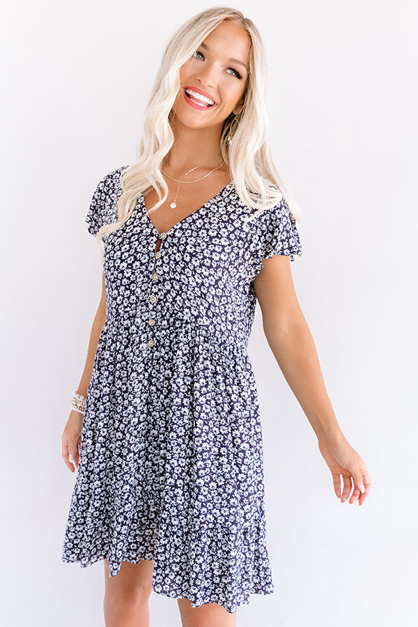 Joy For Days Floral Babydoll Dress in Navy Image - 3