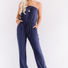 Style Remix Strapless Jumpsuit in Navy Image - 1