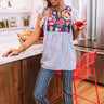Wild Flower Embroidered Shift Top In Blue Image - 1