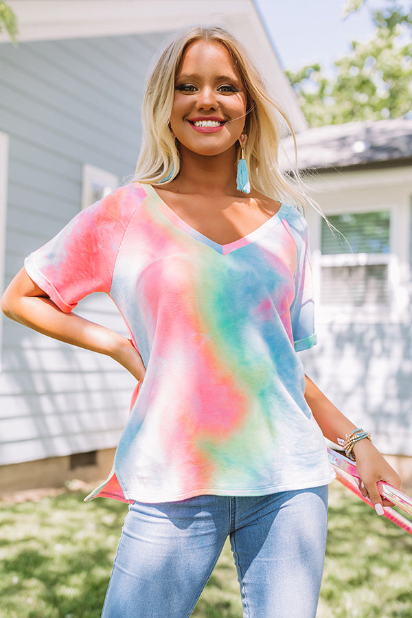 Boho Life Tie Dye Tee In Pink Image - 5