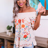 Vacay Babe Embroidered Off Shoulder Top In Cream Image - 1