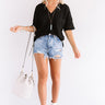 Pave The Way Waffle Knit Top in Black Image - 1