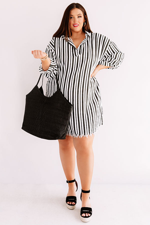 Malibu Wishes Stripe Dress In Black Curves Image - 1
