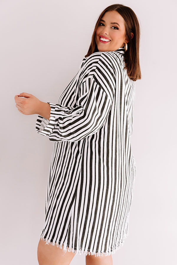 Malibu Wishes Stripe Dress In Black Curves Image - 3