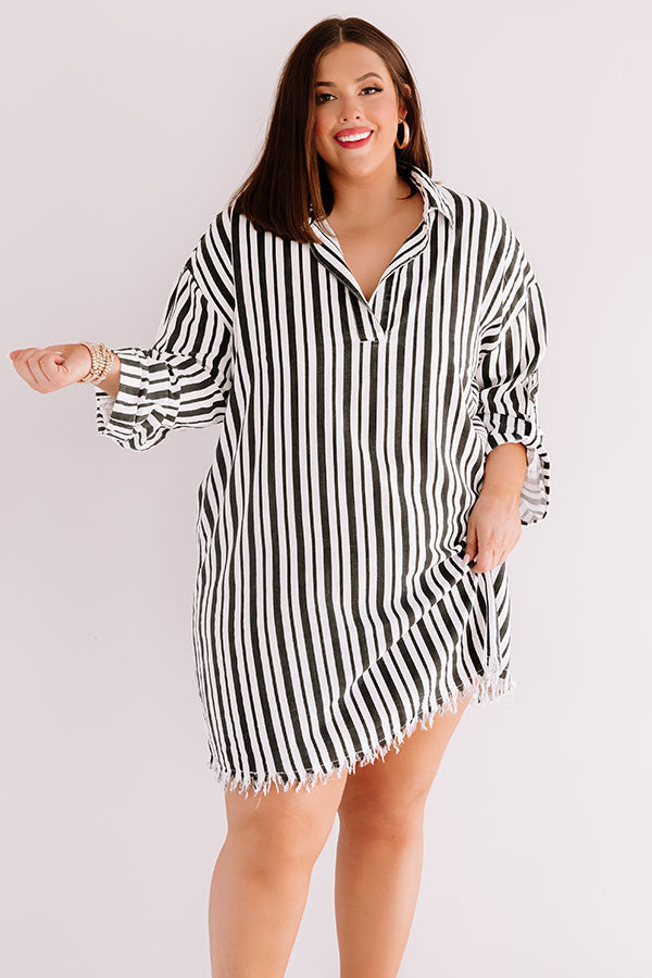 Malibu Wishes Stripe Dress In Black Curves Image - 2