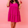 Bali Daydream Babydoll Dress In Fuchsia  Curves Image - 1