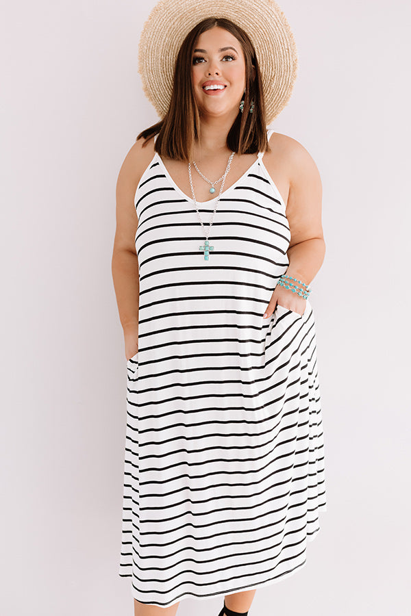 Stripe On Midi Dress In White Curves Image - 4
