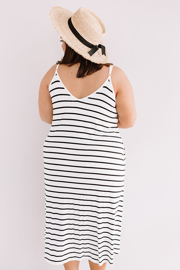 Stripe On Midi Dress In White Curves Image - 5