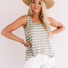 Sweeter In Stripes Shift Tank In Sage Image - 1