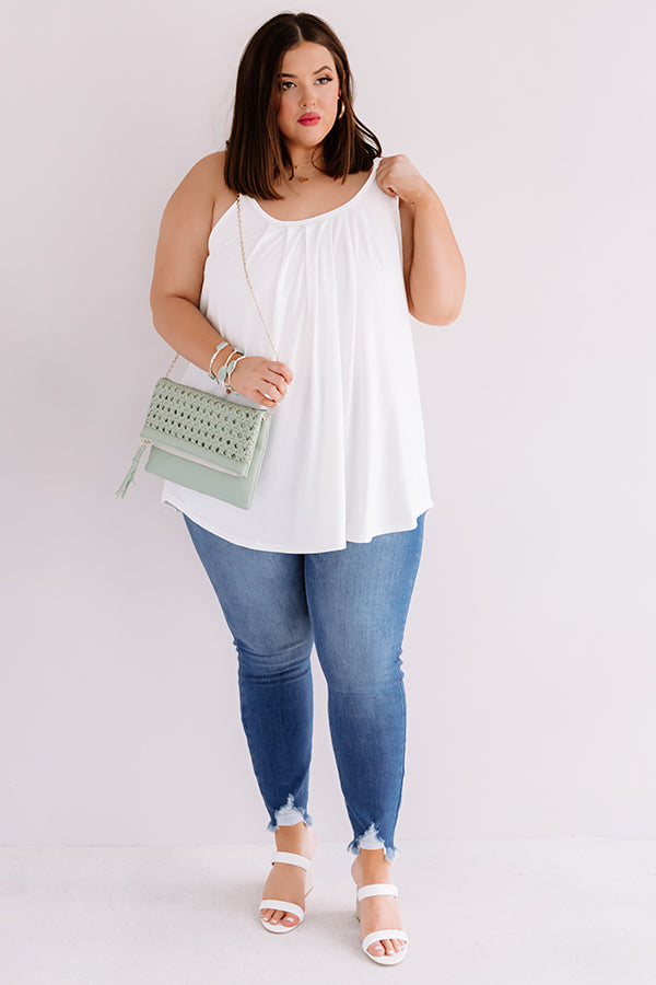 Free Flowing Shift Tank in White Curves Image - 3