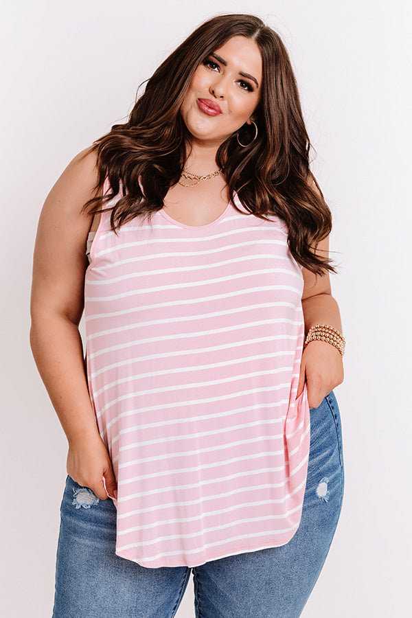 Sweeter In Stripes Shift Tank In Pink   Curves