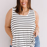 Sweeter In Stripes Shift Tank In White Curves Image - 1