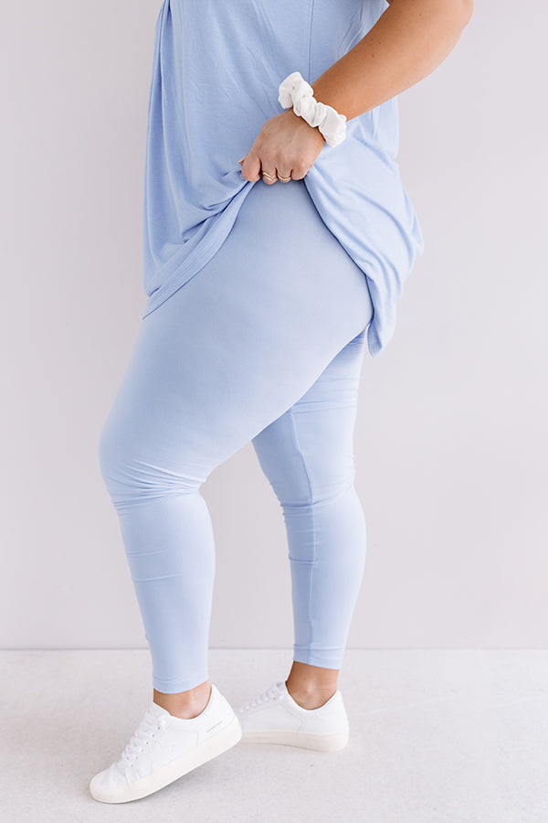 Let's Chill Ultra Soft Midrise Legging in Sky Blue Curves Image - 3