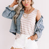 Sweeter In Stripes Shift Tank In Warm Taupe Image - 1