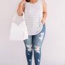 Sweeter In Stripes Shift Tank In Grey Curves Image - 1