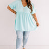 Downtown Brooklyn Babydoll Top In Aqua Curves Image - 1