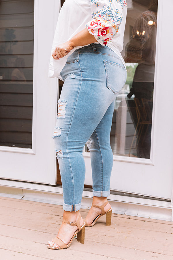 KanCan The Evelina Midrise Distressed Ankle Skinny Curves Image - 3