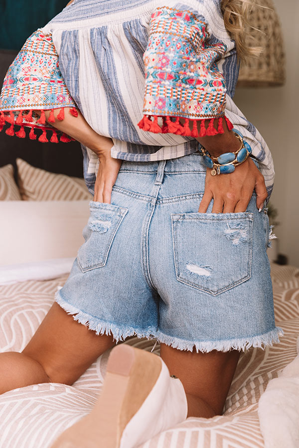 KanCan The Bali High Waist Distressed Shorts In Medium Wash Image - 5