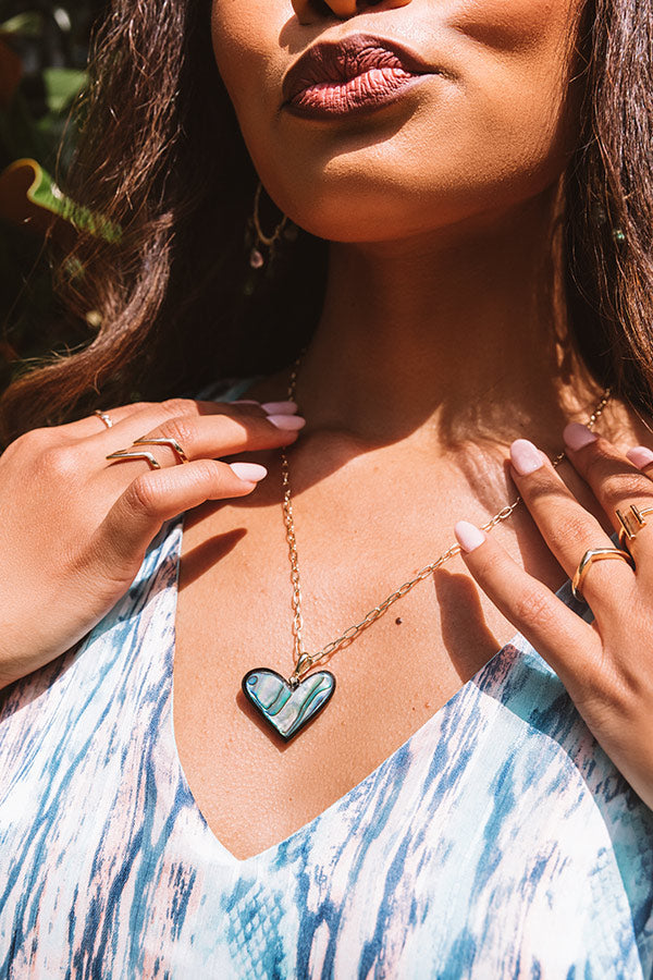 Celebrate Summer 18k Snake & Abalone Heart Charm Necklace | Mejia Jewelry