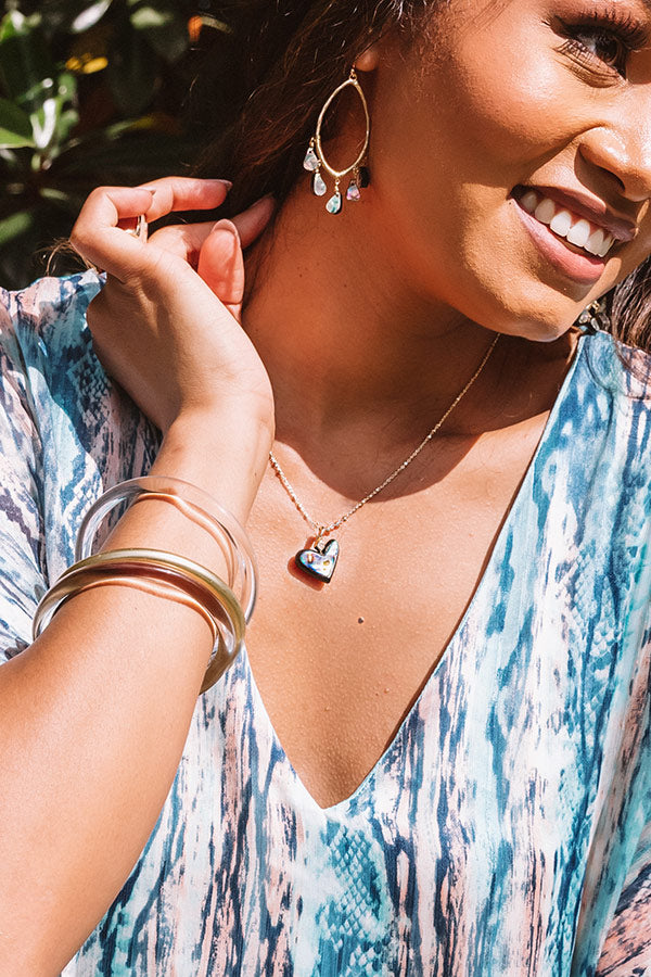 Kendra Scott Poppy Heart Gold Pendant Necklace in Abalone Image - 1