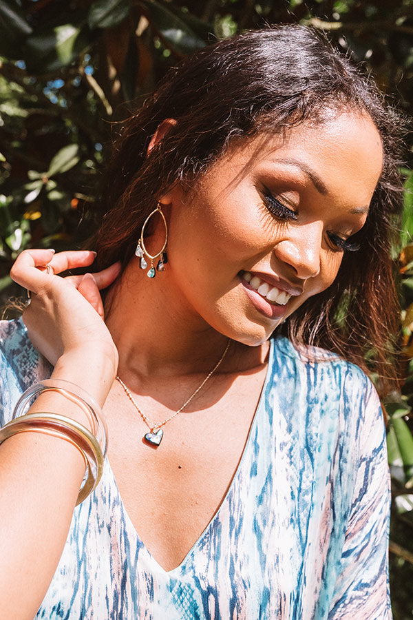 Kendra Scott Poppy Heart Gold Pendant Necklace in Abalone Image - 3