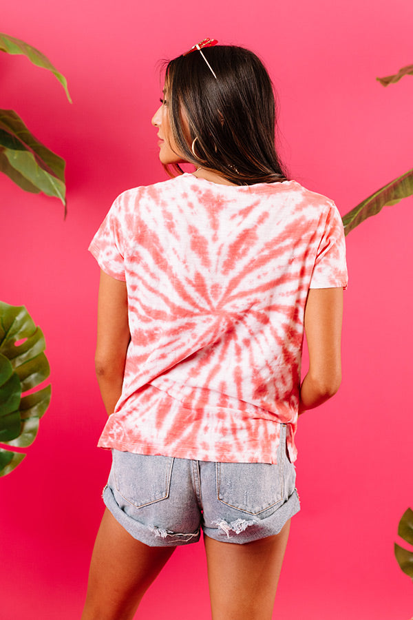 Santorini Swirl Tie Dye Tee In Pink Image - 4