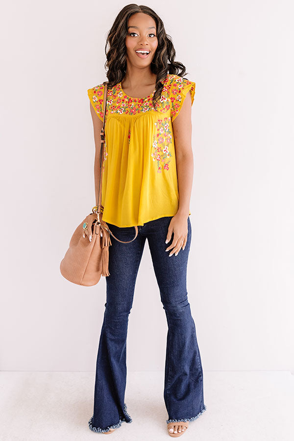 Resort To This Embroidered Shift Top In Marigold Image - 1