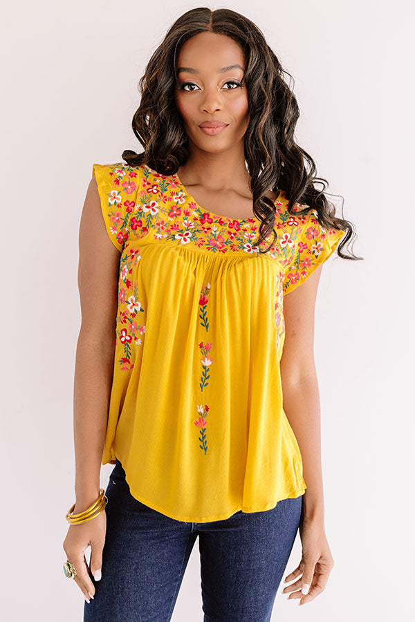 Resort To This Embroidered Shift Top In Marigold Image - 2