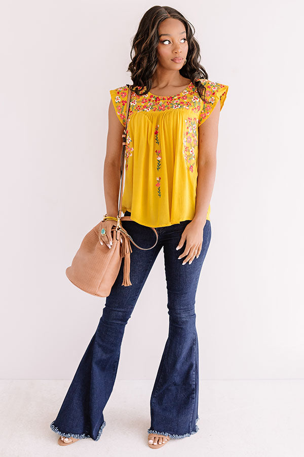 Resort To This Embroidered Shift Top In Marigold Image - 4