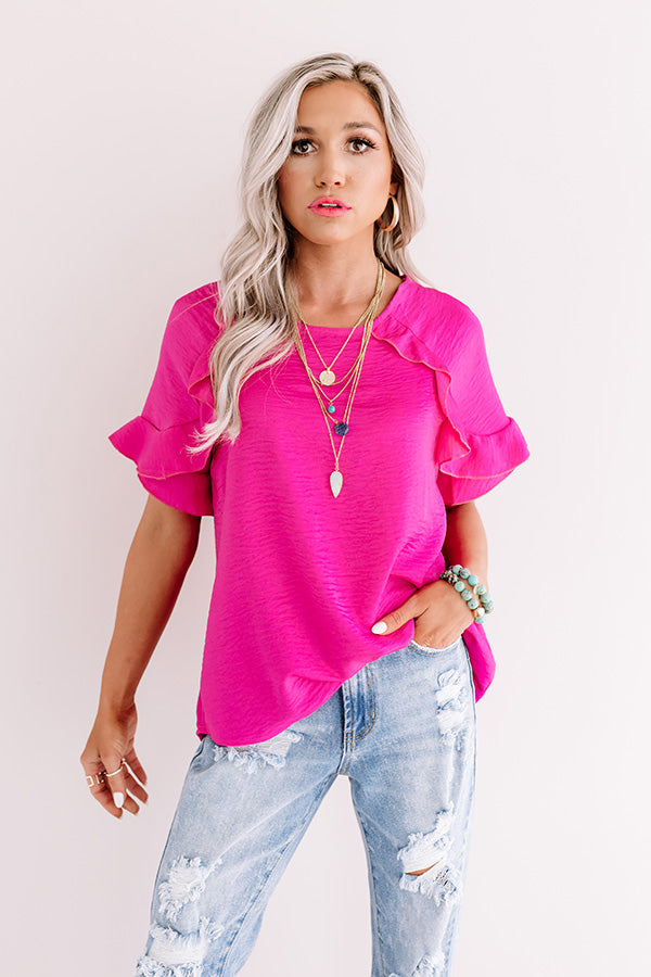 First Class Flight Path Shift Top In Hot Pink • Impressions Online Boutique