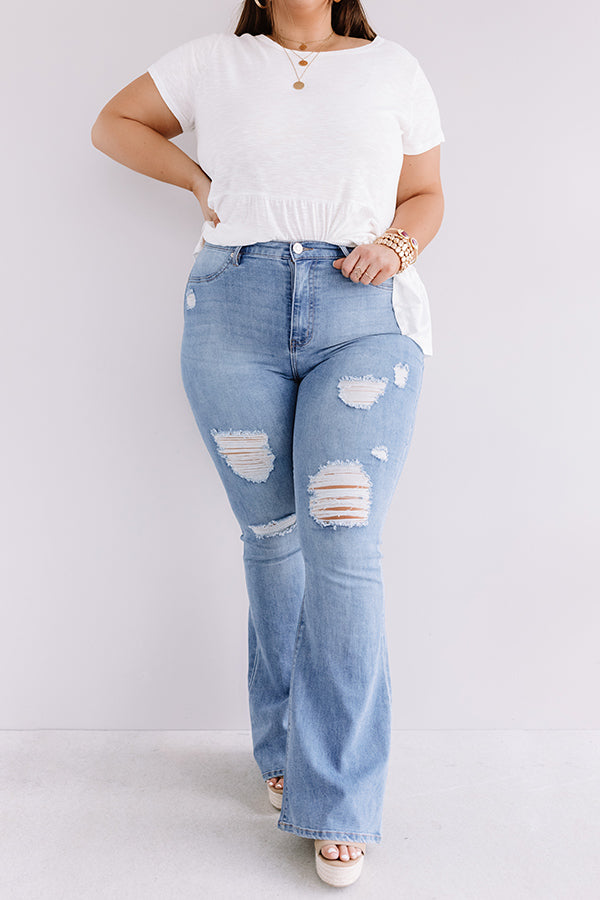 The Rosewood High Waist Distressed Flare Curves Image - 1