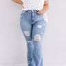 The Rosewood High Waist Distressed Flare Curves Image - 1